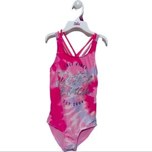 Justice Strappy Back 1P Graphic Swim/ Pink Size 10 (M)